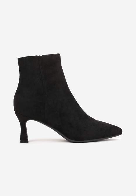 Botine negre cu toc mic și vârf ascuțit Rila 4