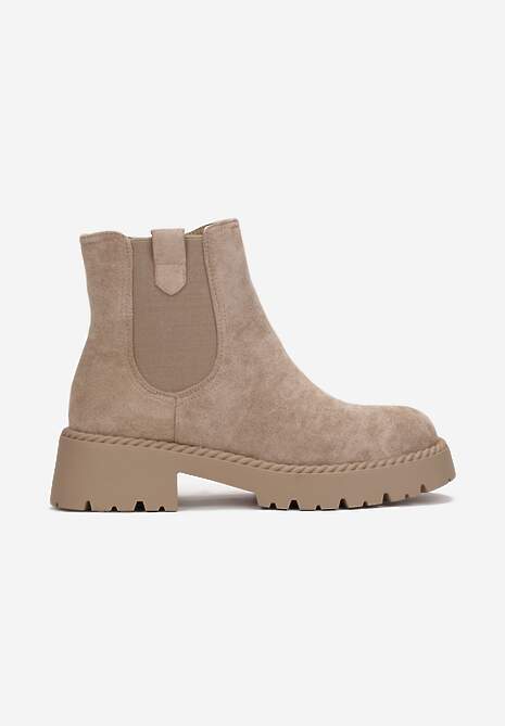 Beżowe Botki Sztyblety z Elastyczną Wstawką Ralia 4