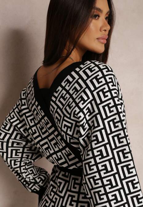 Biała Sukienka Kopertowa Sweterkowa z Wiązanym Paskiem Naja 5