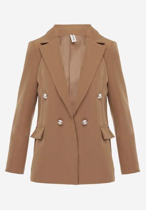 Jachetă maro deschis fără închidere cu nasturi decorativi Cose 6