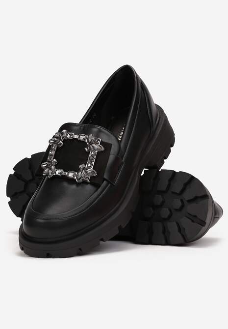 Mocasini negri lăcuiți cu branț din piele naturală Dumie 4
