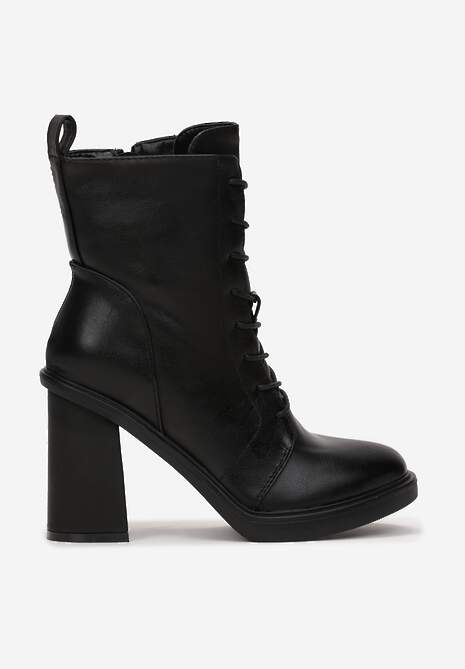 Botine negre cu șiret și toc gros Joselyn 4