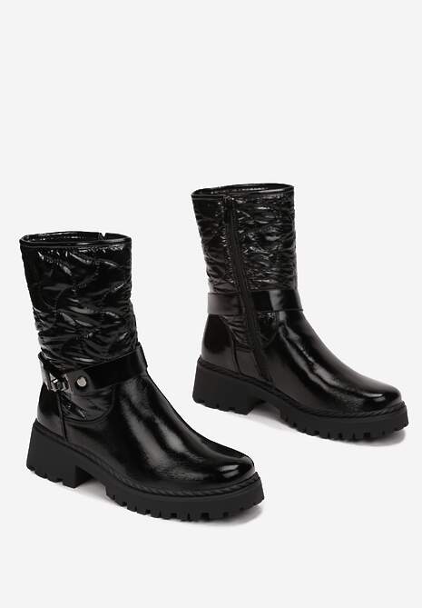 Botine negre lăcuite cu carâmb matlasat Dilfe 4