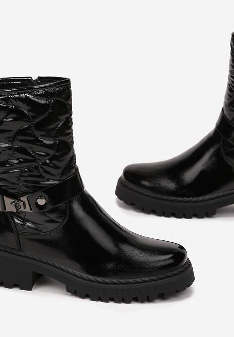 Botine negre lăcuite cu carâmb matlasat Dilfe 5
