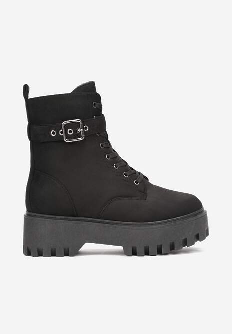 Botine negre cu șireturi pe platformă Izuso 4