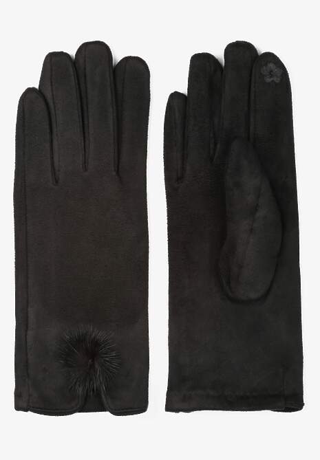 Czarne Rękawiczki z Małym Pomponem Badlile