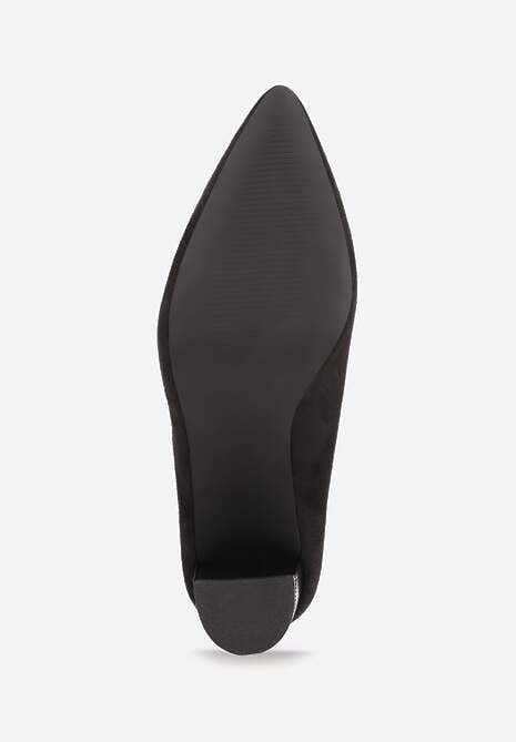 Czarne Czółenka ze Skórzaną Wkładką na Wysokim Słupku Keshi 7
