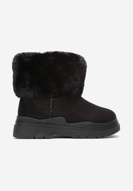 Czarne Śniegowce z Wywiniętym Futerkiem Nonva 4