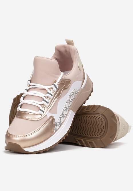Złoto-Różowe Wsuwane Sneakersy Zdobione Kolorowymi Wstawkami Virreg 4