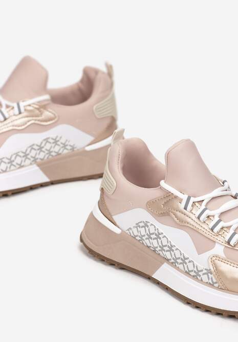 Złoto-Różowe Wsuwane Sneakersy Zdobione Kolorowymi Wstawkami Virreg 5