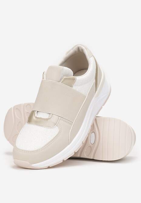 Beżowe Metaliczne Sneakersy Wsuwane z Elastycznym Paskiem Zimada 4