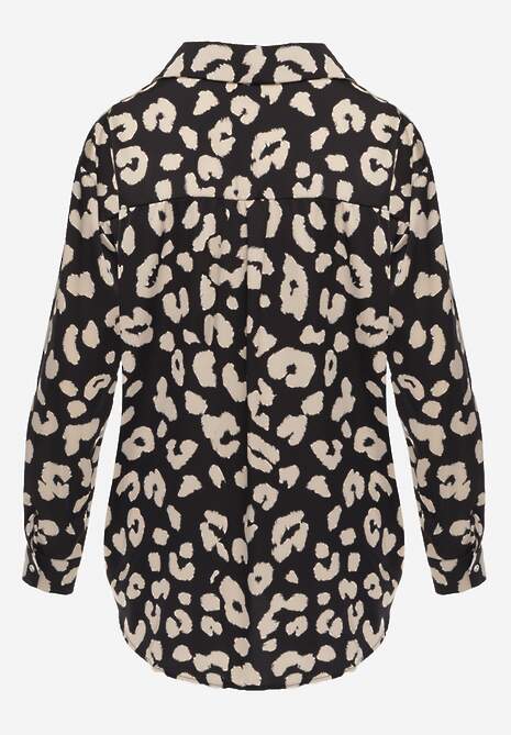 Czarna Koszula Zapinana w Cętki Cenin 7