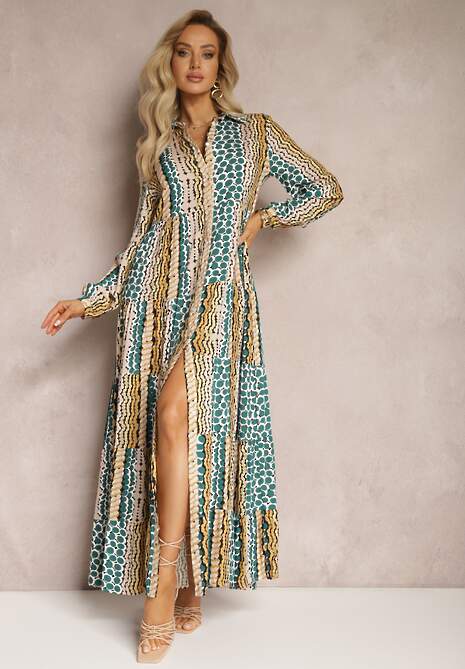 Rochie verde maxi cambrata Vender 4