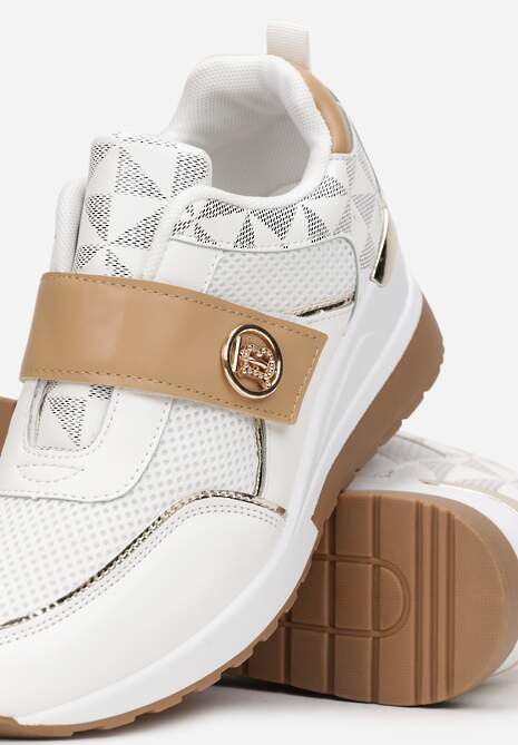 Sneakers Albi-Bej pe Platformă cu Velcro Theffese 5