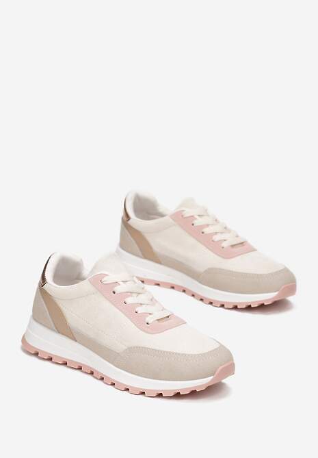 Beżowe Sznurowane Sneakersy przed Kostkę Kiea 4