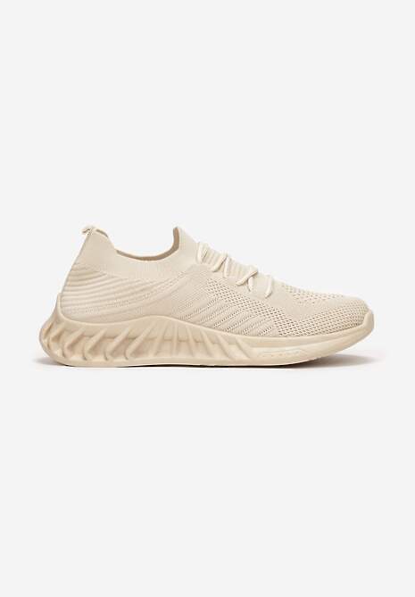 Beżowe Buty Sportowe na Podeszwie ze Żłobieniami Weno 4
