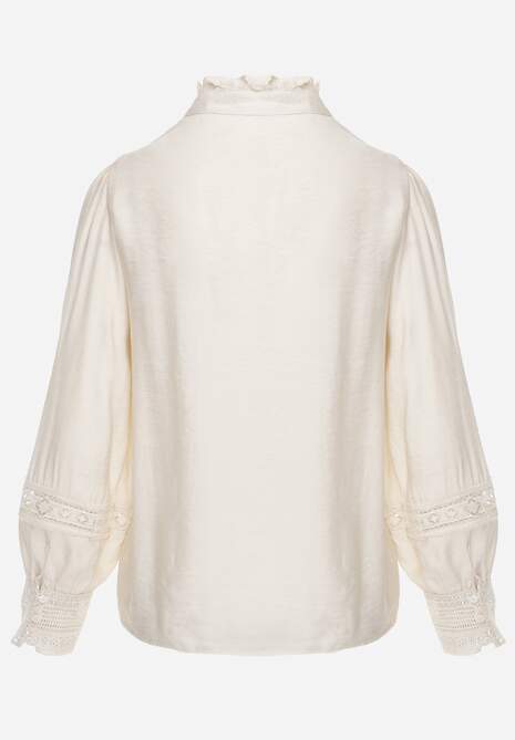 Jasnobeżowa Koszula ze Stójką i Koronką Phaeninca 7