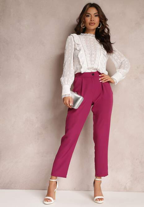 Bluză Albă cu Dantelă Volane și Fir Metalic Otha 4