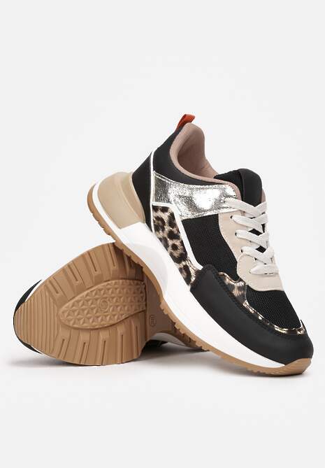 Czarne Sznurowane Sneakersy z Dekoracyjnymi Wstawkami Ialul 4