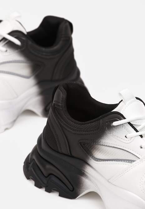 Czarno-Białe Sneakersy Zdobione Efektem Ombre i Tłoczeniami Dolley 5