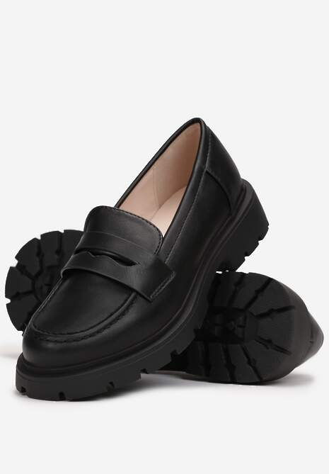 Mocasini Negri cu Talpă Groasă și Clapeta Decorativă Bambina 4