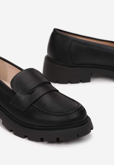 Mocasini Negri cu Talpă Groasă și Clapeta Decorativă Bambina 5