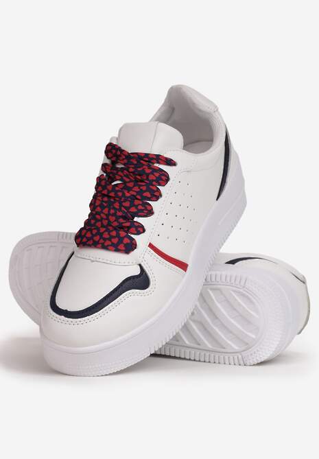 Sneakersi albi și albastru marino cu perforații Sions 4