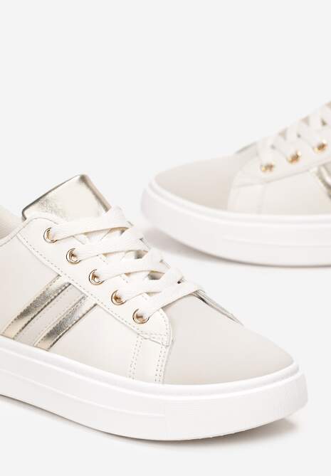 Beżowe Sneakersy Sznurowane na Grubej Podeszwie Livorna 5