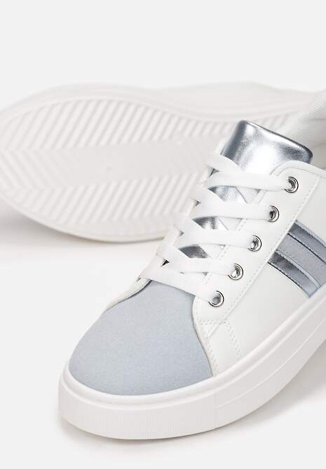 Biało-Niebieskie Sneakersy Sznurowane na Grubej Podeszwie Livorna 5