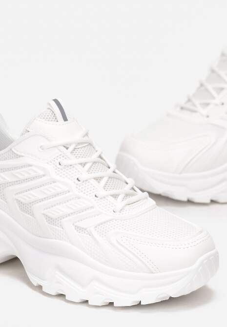 Białe Sneakersy na Masywnej Podeszwie Zdobione Kolorowymi Wstawkami Farete 5