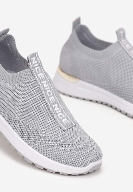 Szare Buty Sportowe z Siateczkową Cholewką pod Kostkę i Metaliczną Wstawką Kenedie 5