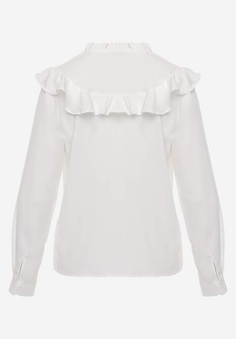 Biała Koszula z Falbanami i Koronkowymi Wstawkami Eletoma 7