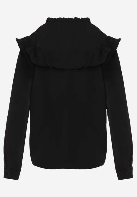 Czarna Koszula z Falbanami i Koronkowymi Wstawkami Eletoma 7