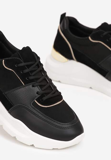 Sneakers Negri pe Platformă cu Inserție Embosată și Metalică la Spate Biorli 5