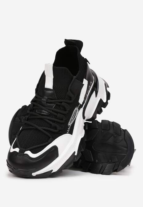 Czarne Sneakersy z Elastyczną Cholewką i Tłoczoną Podeszwą Linro 4