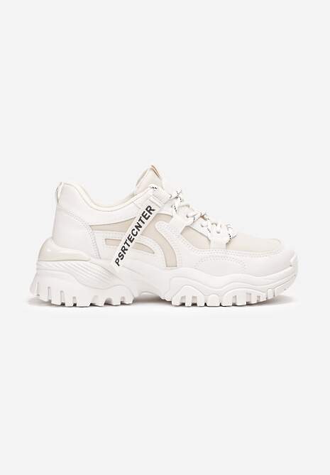 Beżowe Sneakersy na Grubej Podeszwie z Dekoracyjną Taśmą Ilkins 4