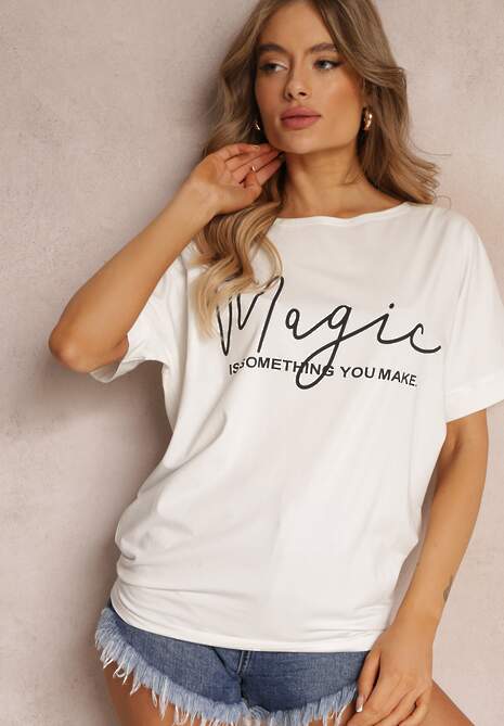 Tricou alb supradimensionat cu imprimeu Nashein 4