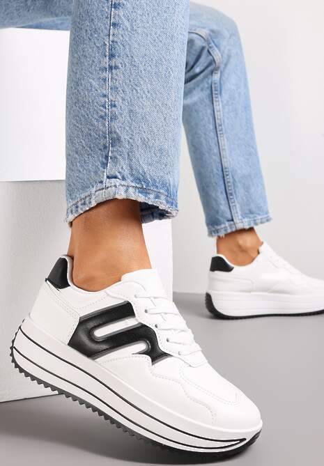 Białe Sneakersy Sznurowane na Platformie Macelynn