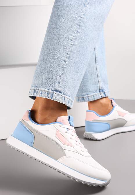 Szare Sneakersy na Piankowej Podeszwie z Kolorowymi Wstawkami Armiya