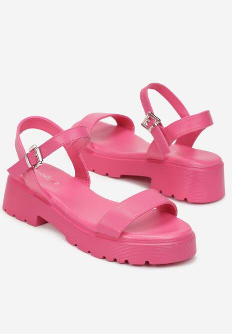 Sandale Fucsia pe Talpă Groasă cu Vârf Rotund Ebonthea 4