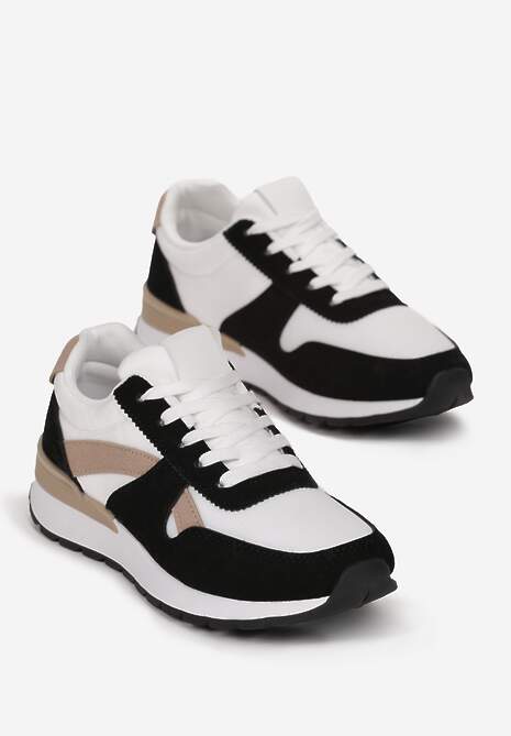 Biało-Czarne Sneakersy na Grubej Podeszwie Pheona 4