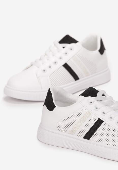 Biało-Czarne Sneakersy Sznurowane z Brokatem Celiyah 5