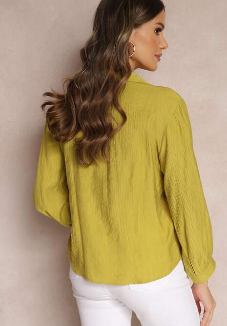 Bluză Verde-Deschis cu Guler și Talie Largă Yolalline 4