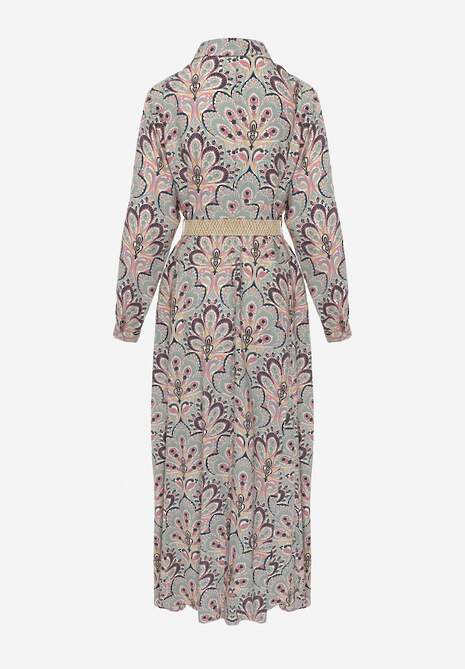 Miętowo-Różowa Koszulowa Sukienka z Dodatkowym Paskiem i Podpinanymi Rękawami Alonie 7