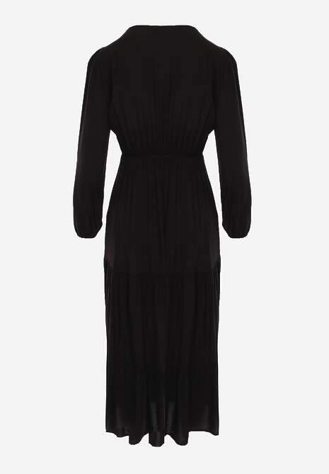 Rochie Neagră Cloș cu Volan și Dantelă Kiaya 7