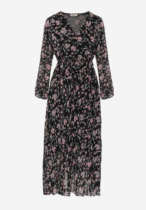 Rochie Neagră cu Decolteu Petrecut și Partea Inferioară Pliată Narelline 6