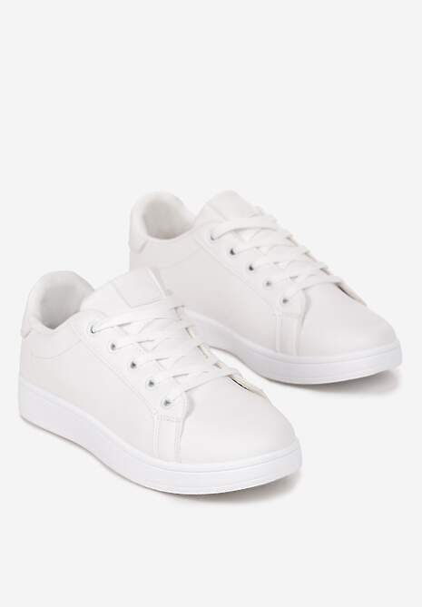 Białe Sneakersy Przed Kostkę na Płaskiej Podeszwie Berata 4
