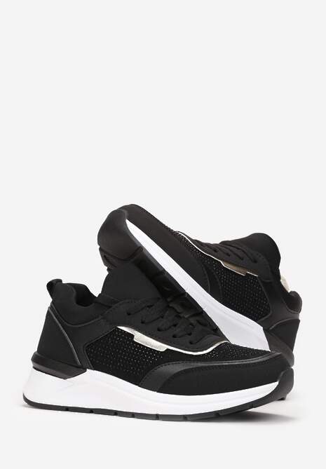 Czarne Sneakersy z Błyszczącymi Cyrkoniami Aviveria 4