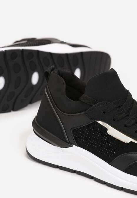 Czarne Sneakersy z Błyszczącymi Cyrkoniami Aviveria 5