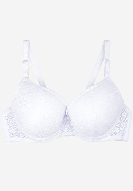Sutien Alb Rigid Full Cup cu Dantelă cu Fundă Larinora